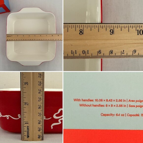 Round House 2 Quart Baking Dish Red Bow Ceramic Holiday Cottage Serveware - Picture 5 of 13